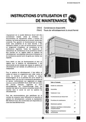 BAC CXV-E Instructions D'utilisation Et De Maintenance