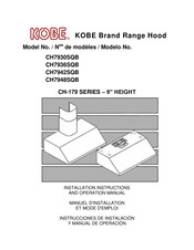 Kobe Range Hoods CH7930SQB Manuel D'installation Et Mode D'emploi