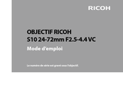 Ricoh S10 24-72mm F2.5-4.4 VC Mode D'emploi