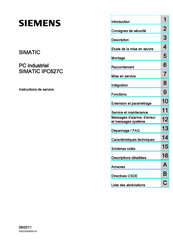 Siemens SIMATIC IPC627C Instructions De Service