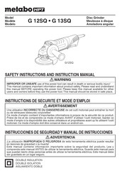 Metabo HPT G 12SQ Instructions De Sécurité Et Mode D'emploi