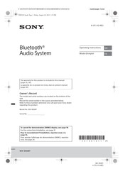 Sony WX-900BT Mode D'emploi