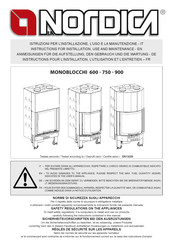 Nordica MONOBLOCCO 900 Instructions Pour L'installation, L'utilisation Et L'entretien