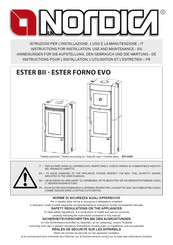 Nordica ESTER FORNO EVO Instructions Pour L'installation, L'utilisation Et L'entretien