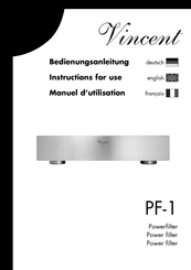 VINCENT PF-1 Manuel D'utilisation