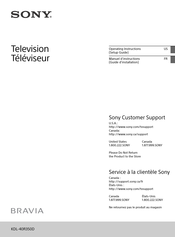 Sony Bravia KDL-40R350D Manuel D'instructions