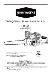 GreenWorks 054-5760-2 Guide D'utilisation