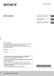 Sony AV Center XAV-V631BT Mode D'emploi