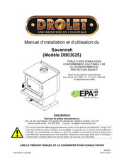 Drolet DB03025 Manuel D'installation Et D'utilisation
