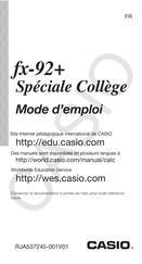 Casio fx-92+ Mode D'emploi