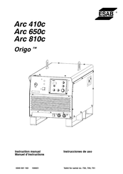 ESAB Origo Arc 650c Manuel D'instructions