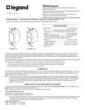 LEGRAND Wattstopper EOSW-112 Instructions D'installation