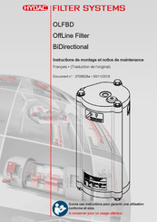 HYDAC FILTER SYSTEMS OffLine Filter BiDirectional OLFBD Instructions De Montage Et Notice De Maintenance