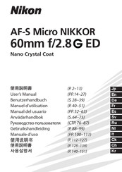 Nikon AF-S Micro NIKKOR60mm f/2.8 G ED Manuel D'utilisation