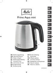 Melitta Prime Aqua mini Mode D'emploi