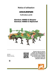 Amazone Cenius 4003-2 Super Notice D'utilisation
