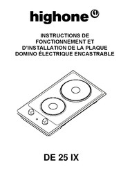 HIGHONE DE 25 IX Instructions De Fonctionnement Et D'installation