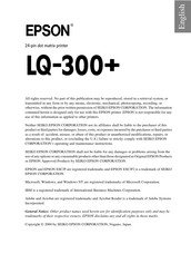 Epson LQ-300+ Démarrage Rapide