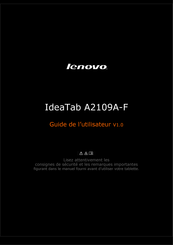 Lenovo IdeaTab A2109A-F Guide De L'utilisateur