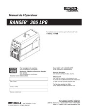 Linkoln Electric RANGER 305 LPG Manuel De L'opérateur