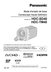 Panasonic HDC-TM40 Mode D'emploi De Base