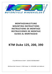 MRA KTM Duke 200 Instructions De Montage