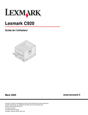 Lexmark C920 Guide De L'utilisateur