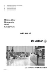 De Dietrich DRS 922 JE Guide D'installation & D'utilisation