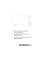 De Dietrich MW6723E2 Notice D'utilisation Et D'installation