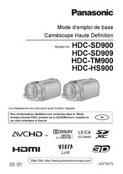 Panasonic HDC-SD909 Mode D'emploi De Base