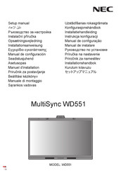NEC MultiSync WD551 Manuel D'installation