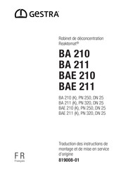 GESTRA BAE 211 Traduction Des Instructions De Montage Et De Mise En Service D'origine