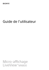 Sony LiveView MN800 Guide De L'utilisateur