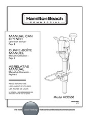 Hamilton Beach Commercial HCO500 Manuel D'utilisation