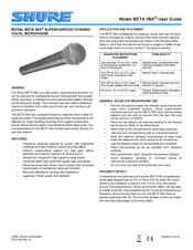 Shure BETA 58A Mode D'emploi