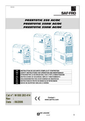 Saf-Fro PRESTOTIG 250 AC/DC Instruction De Securite D'emploi Et D'entretien