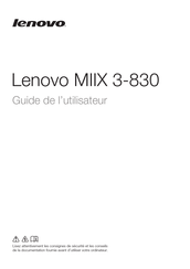 Lenovo MIIX 3-830 Guide De L'utilisateur