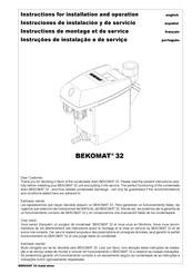 BEKOMAT 32 Instructions De Montage Et De Service