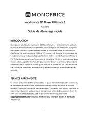 Monoprice Maker Ultimate 2 Guide De Démarrage Rapide