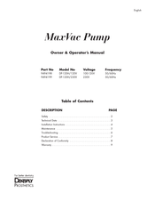 DENTSPLY MaxVac Pump DP-120H/230V Guide Du Propriétaire Et De L'utilisateur