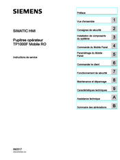 Siemens SIMATIC HMI TP1000F Mobile RO Instructions De Service
