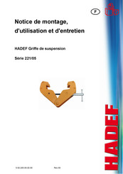 HADEF 221/05 Série Notice De Montage, D'utilisation Et D'entretien