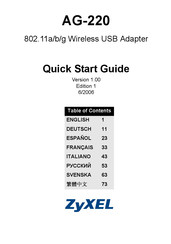 Zyxel AG-220 Guide De Démarrage Rapide