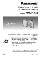 Panasonic Lumix DMC-FX700 Mode D'emploi De Base