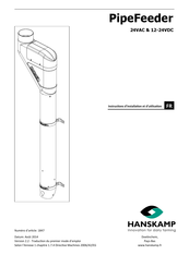 Hanskamp PipeFeeder 12-24VDC Instructions D'installation