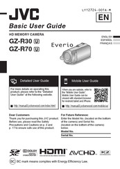 JVC Everio GZ-R70 Guide De L'utilisateur