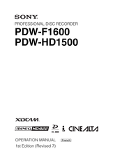 Sony PDW-F1600 Manuel D'utilisation