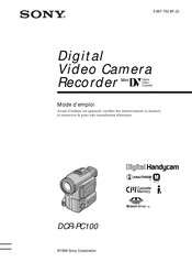 Sony Digital Handycam DCR-PC100 Mode D'emploi