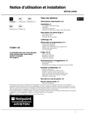 Hotpoint Ariston TCD851 AX Notice D'utilisation Et Installation