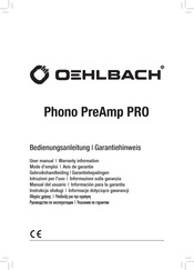 Oehlbach Phono PreAmp PRO Mode D'emploi